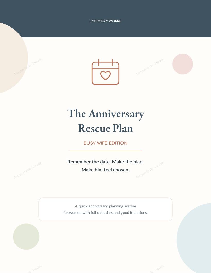 Anniversary Rescue Plan — For the Busy Wife printable cover