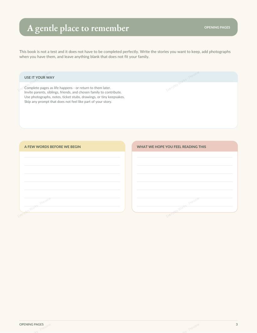 Baby, Love: The First Year Memory Book sample page 3