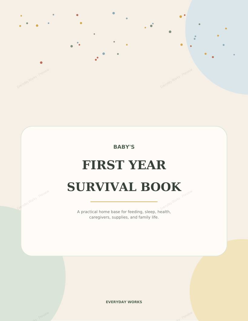 Baby's First Year Survival Book printable cover