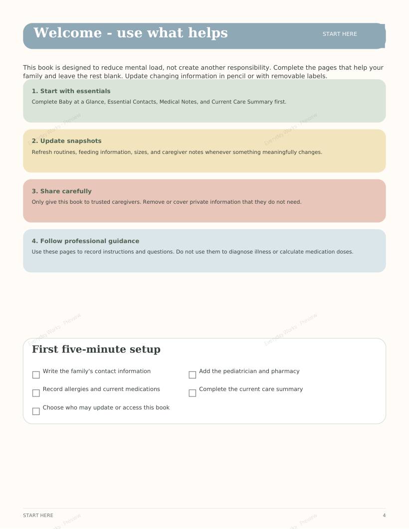 Baby's First Year Survival Book sample page 3