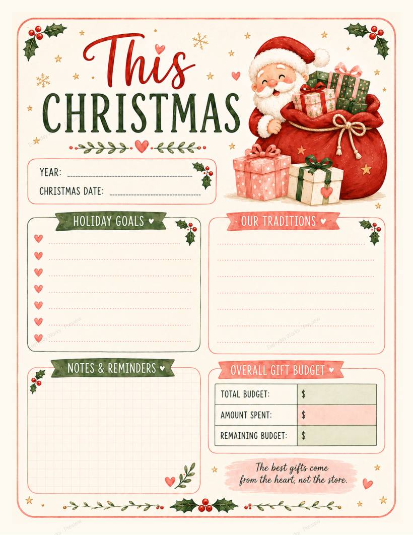 Christmas Gift Tracker sample page 2