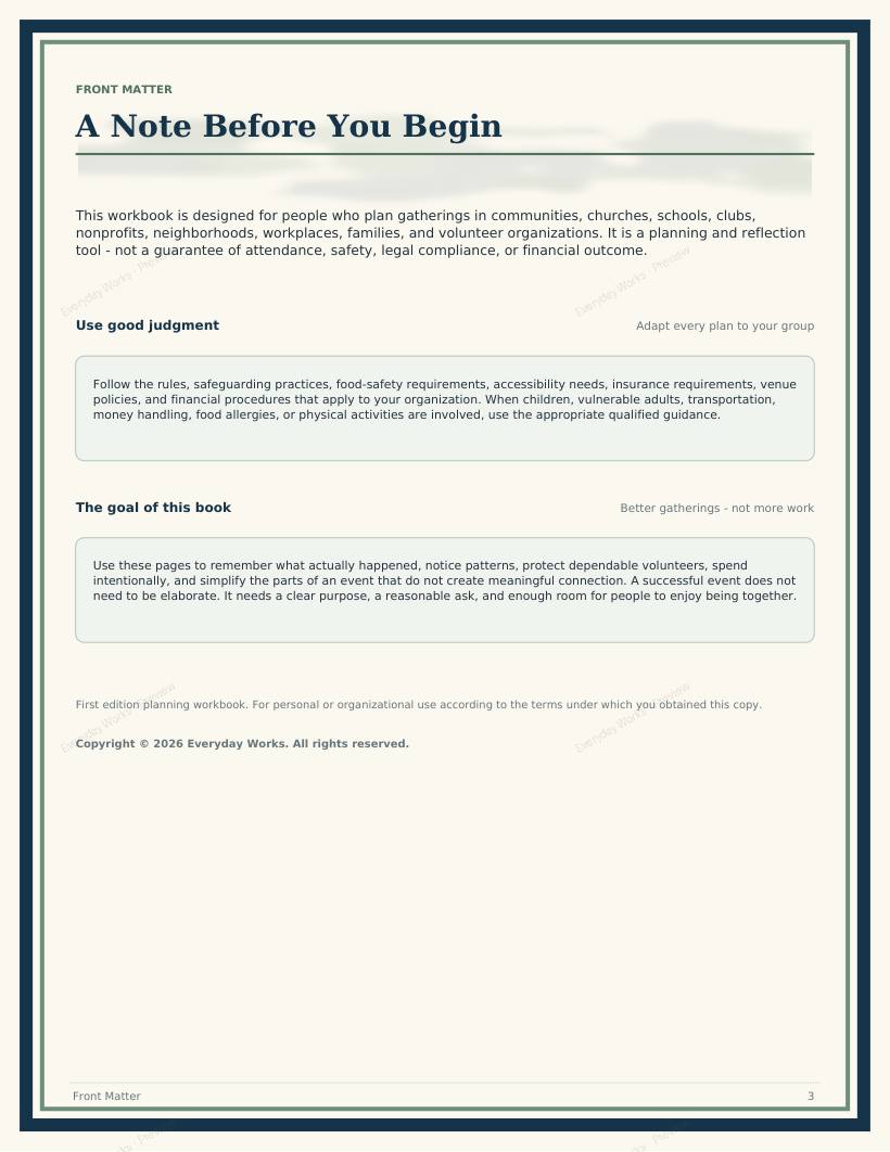 The Community Event Playbook sample page 2