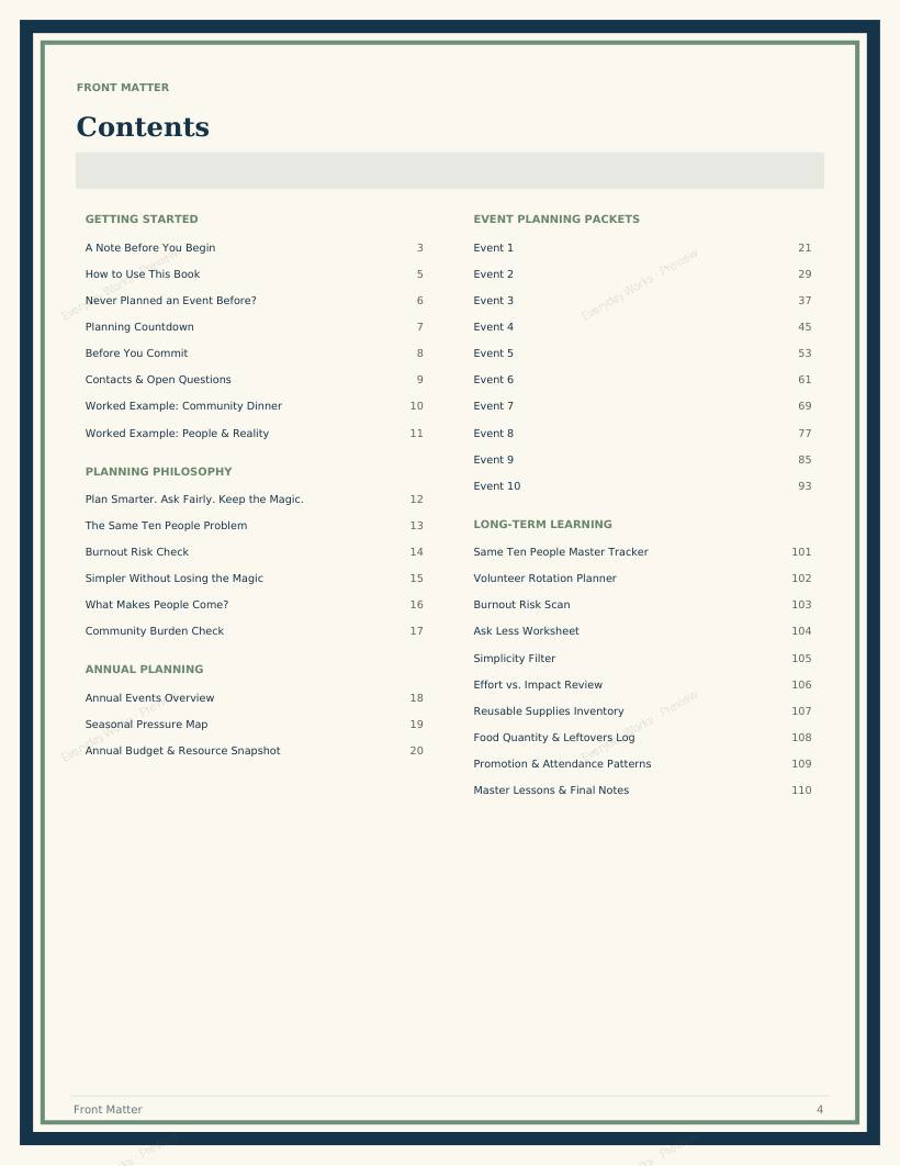 The Community Event Playbook sample page 3