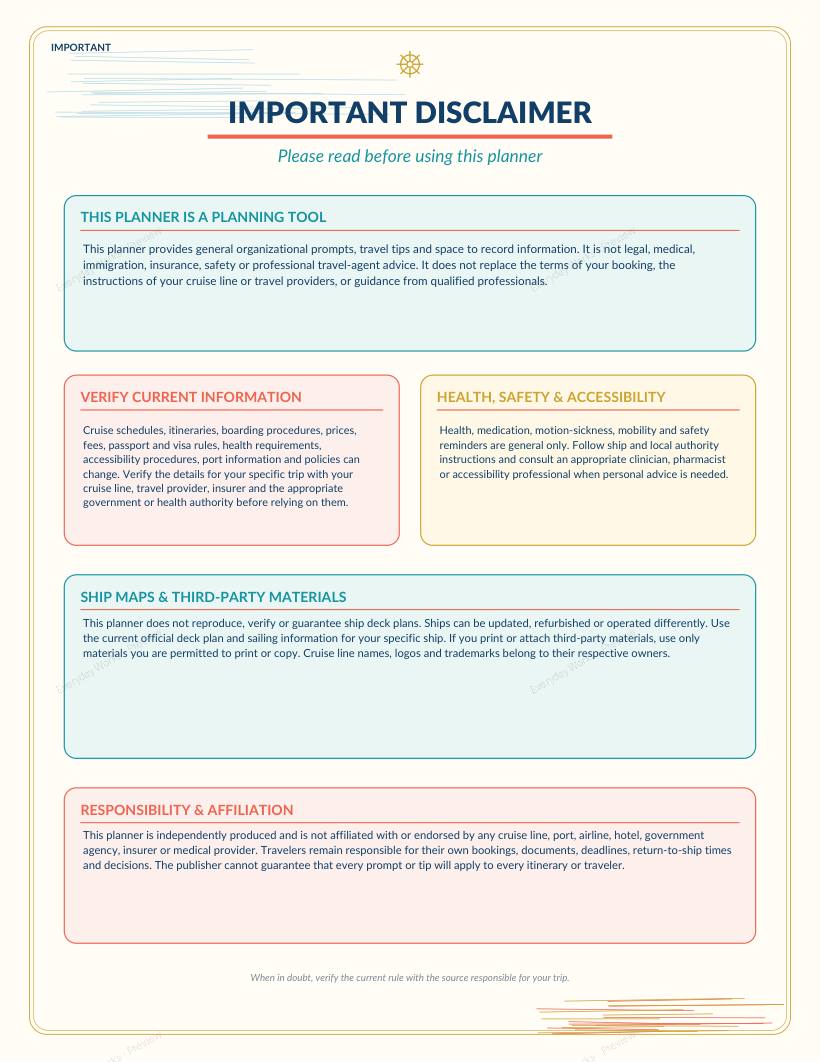 Cruise Planner sample page 3