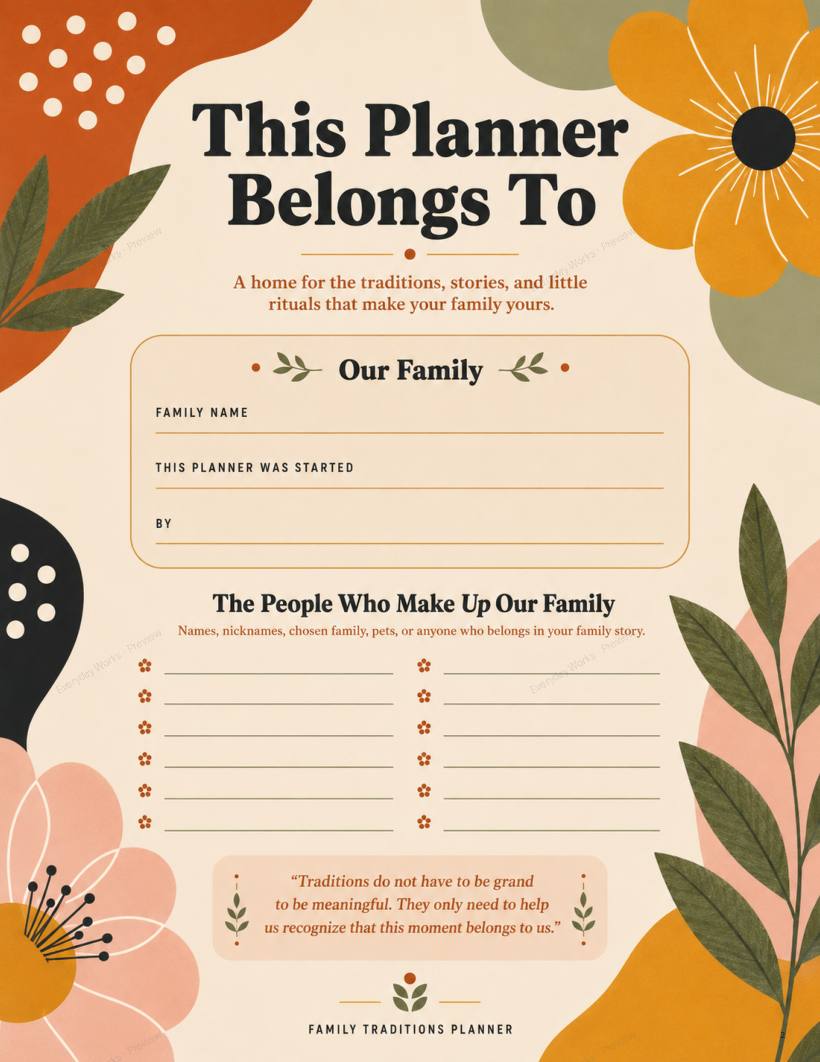 Family Tradition Binder sample page 1
