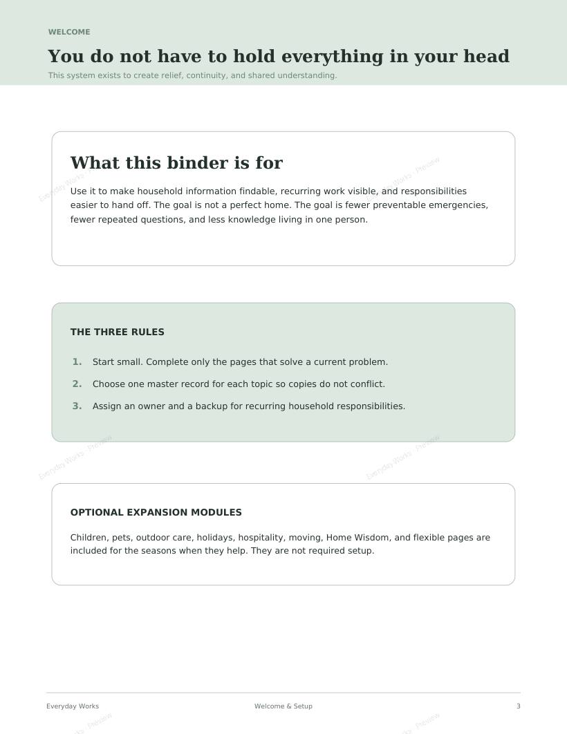 Home Management Binder sample page 2