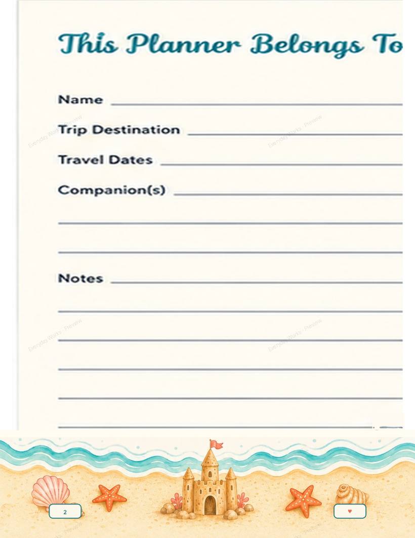 Vacation Planner sample page 2