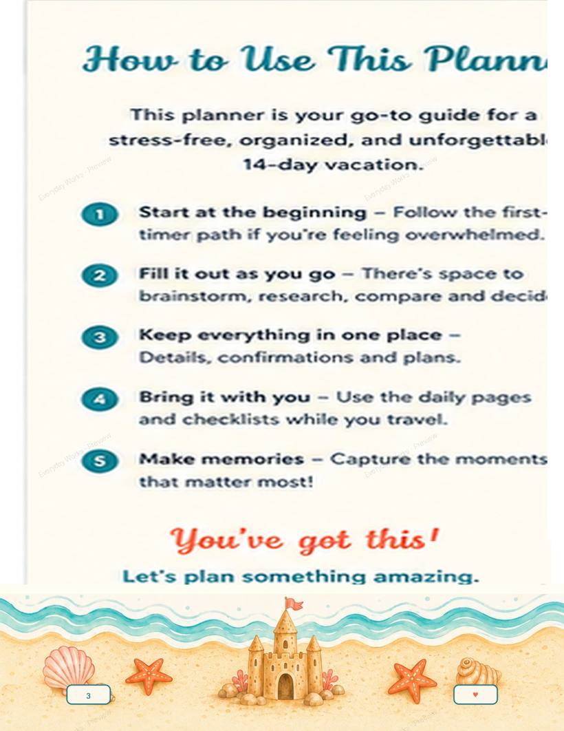 Vacation Planner sample page 3